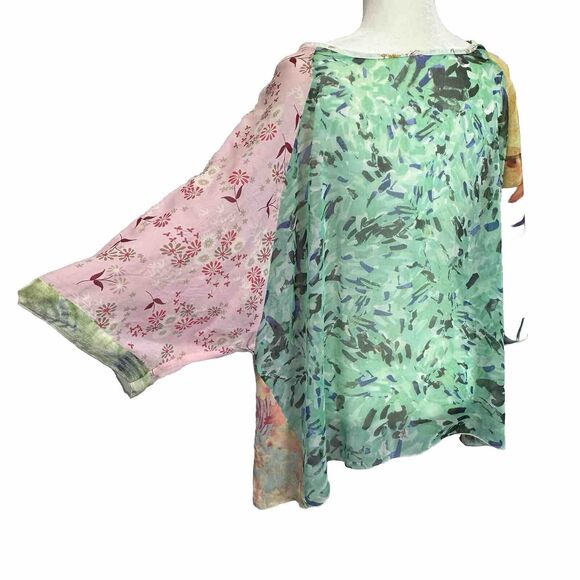 Vtg. Women’s Size 3XL Sheer Pastel Multi Floral Tunic‎ Top Shirt Long Sleeve USA - Picture 5 of 10